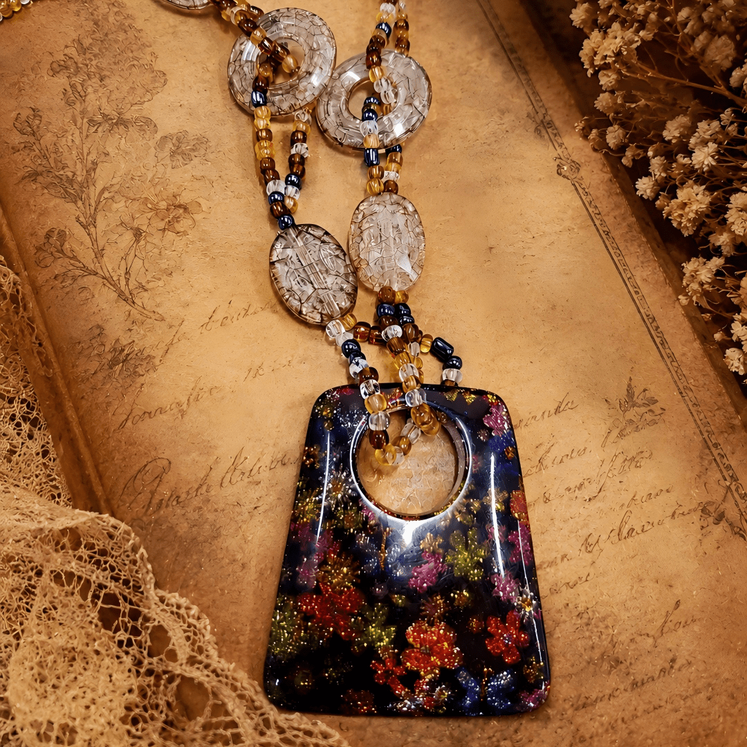 Women's Boho Multicolor Glass Beaded Pendant Necklace
